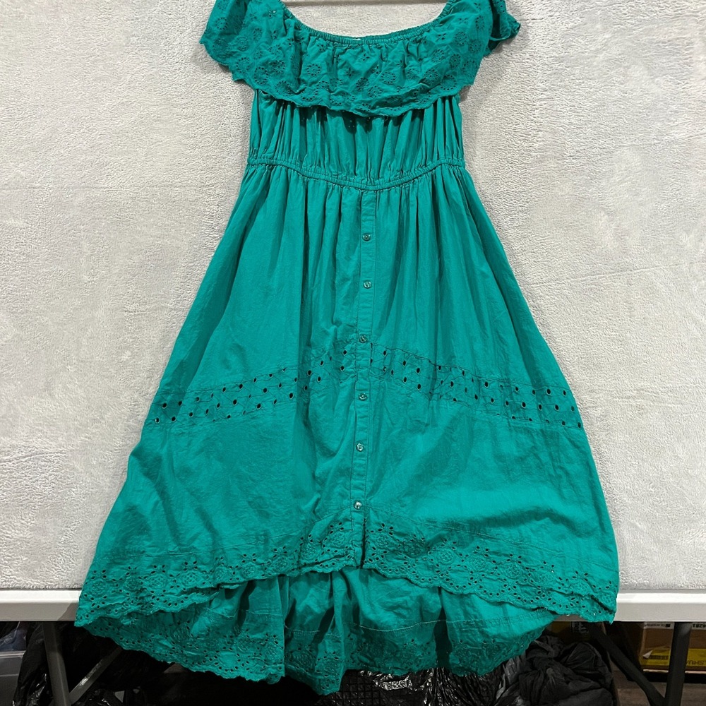 J Gee Maxi Dress‎ Womens XL  Scallop Edges Button Front Boho Fairy Whimsigoth